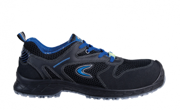 COFRA- S1 PS-Sicherheitshalbschuh ESD, SLAM, Nylon-Leder, schwarz/blauer Stoff