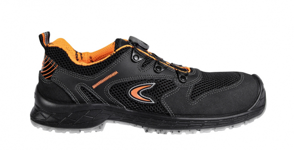 COFRA- S1 PS-Sicherheitshalbschuh ESD, TERAM, Nylon-Leder, schwarz/oranger Stoff