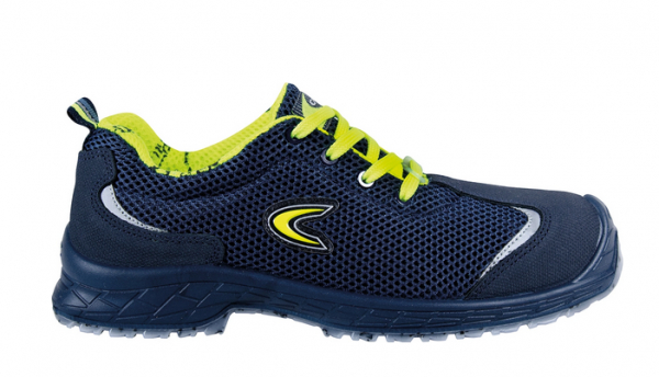 COFRA- S1 PS-Sicherheitshalbschuhe ESD, ELMO, Nylon-Leder, blau/gelber Stoff
