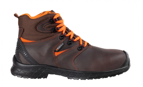 COFRA- S3S-Sicherheitshochschuhe CI LG SC FO SR, SIRET, Nubukleder, braun/oranger Stoff