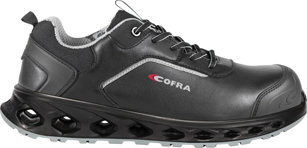 Cofra-ENDURANCE ESD S3S SC FO SR, HALBSCHUH LEDER SCHWARZ/GRAUER STOFF/FPT ZWISCHENSOHLE/ESD