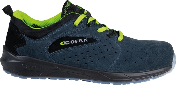 Cofra-TRIPLING S1PS FO SR, HALBSCHUH VELOURLEDER BLAU-SCHWARZ/GELBER STOFF/APT ZWINSCH.