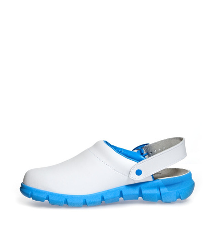 ABEBA-Dynamic-OB-Damen- und Herrenclog, ESD, wei/blau
