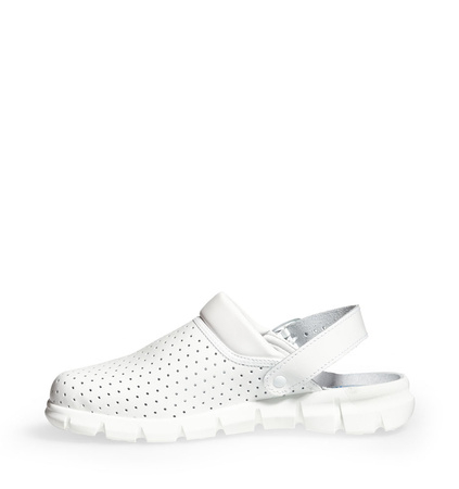 ABEBA-Dynamic-OB-Damen- u. Herrenslipper, Glattleder perforiert, wei