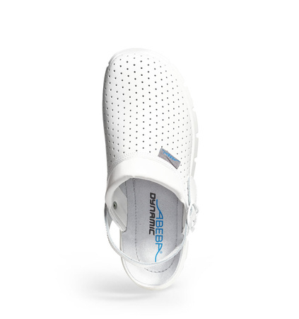 ABEBA-Dynamic-OB-Damen- u. Herrenslipper, Glattleder perforiert, wei