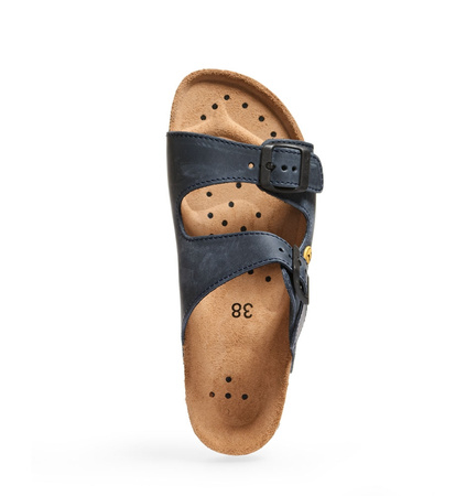 ABEBA-Nature-OB-Damen- u. Herrenpantolette, ESD, blau