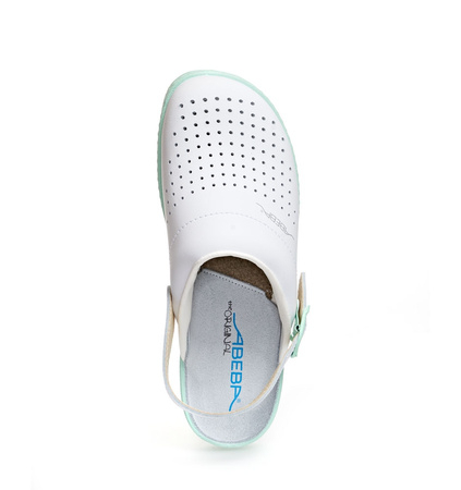 ABEBA-The Original-OB-Damenclog, mint/wei