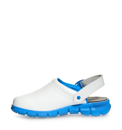 ABEBA-Dynamic-OB-Damen- u. Herrenslipper, wei/blau