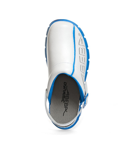 ABEBA-Dynamic-OB-Damen- u. Herrenslipper, wei/blau