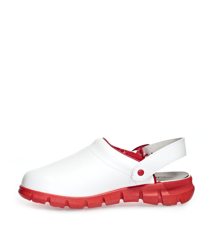 ABEBA-Dynamic-OB-Damen- u. Herrenslipper, wei/rot