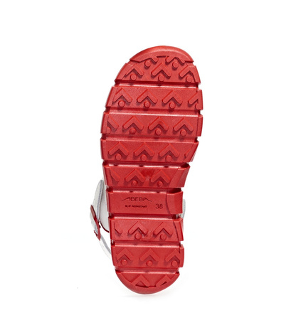 ABEBA-Dynamic-OB-Damen- u. Herrenslipper, wei/rot
