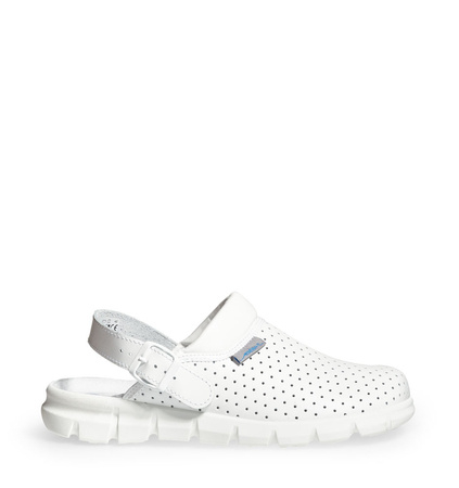 ABEBA-Dynamic-OB-Damen- u. Herrenslipper, Glattleder perforiert, wei