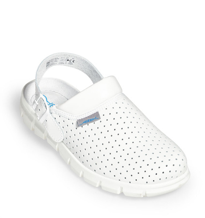ABEBA-Dynamic-OB-Damen- u. Herrenslipper, Glattleder perforiert, wei