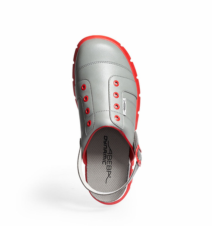 ABEBA-Dynamic-OB-Damen- u. Herrenslipper, A-micro, grau/rot