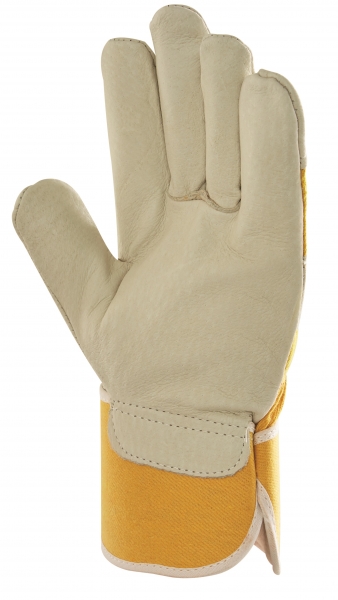 BIG-Schweinsvoll-Leder-Arbeits-Handschuhe, Husky, gelb, gelber Drell