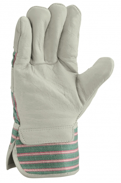 BIG-TEXXOR-Rindvoll-Leder-Arbeits-Handschuhe, Montblanc I, natur, blau/gelb gestreifter Drell