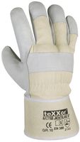 BIG-TEXXOR-Rindvoll-Leder-Arbeits-Handschuhe, Montblanc III, natur, weißer Drell