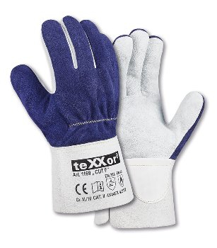 teXXor� Spaltleder-Aramid Handschuhe CUT F, blau/natur