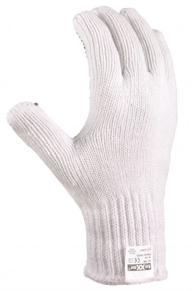 BIG-TEXXOR-Polyester-Grobstrick-Arbeits-Handschuhe, weiß, schwarze Noppen