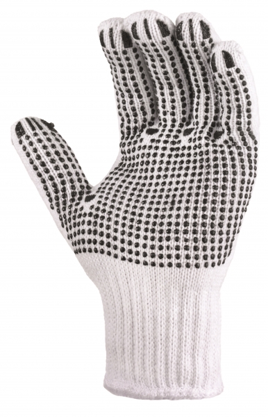 BIG-TEXXOR-Polyester-Grobstrick-Arbeits-Handschuhe, weiß, schwarze Noppen