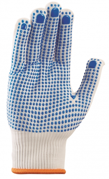 BIG-TEXXOR-Nylon-Feinstrick-Arbeits-Handschuhe, weiß, blaue Noppen
