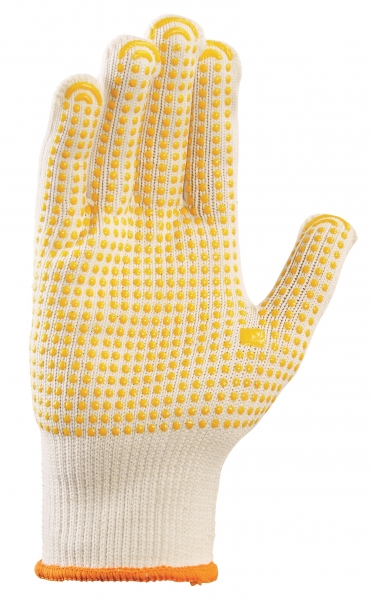 BIG-TEXXOR-Baumwoll-/Nylon-Mittelstrick-Arbeits-Handschuhe, beige, gelbe Noppen