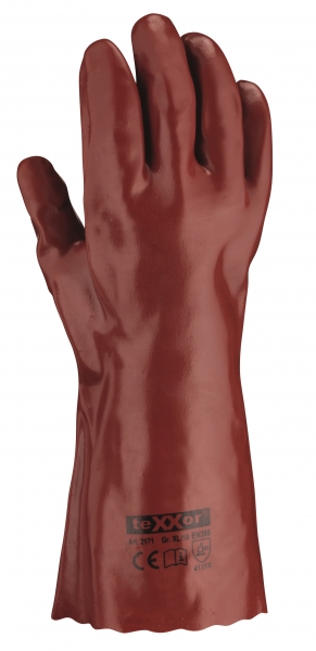 BIG-TEXXOR-PVC-Arbeits-Handschuhe, 35 cm, rotbraun
