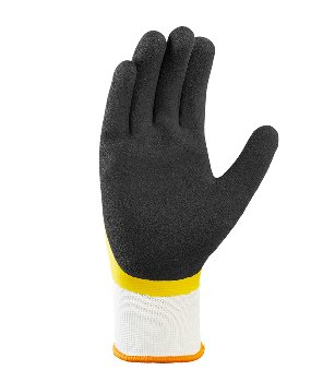 BIG-TEXXOR-Polyester-Strickhandschuhe, Latex, wei�/gelb/schwarz
