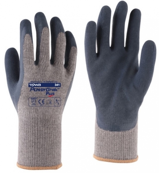 BIG-TOWA-Baumwoll-/Polyester-Arbeits-Handschuhe, PowerGrab Plus, grau/blau