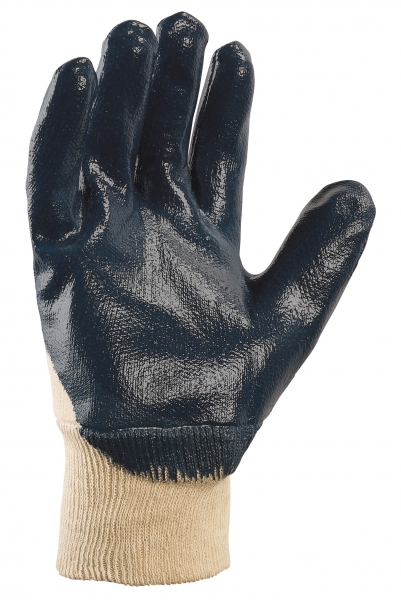 BIG-TEXXOR-Nitril-Handschuhe, Strickbund, beige/blau