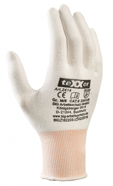 BIG-TEXXOR-Schnittschutz-Strick-Arbeits-Handschuhe, weiß