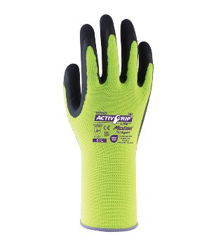 BIG-TOWA-Polyester-Feinstrickhandschuhe, ActivGrip Lite, gelb/schwarz