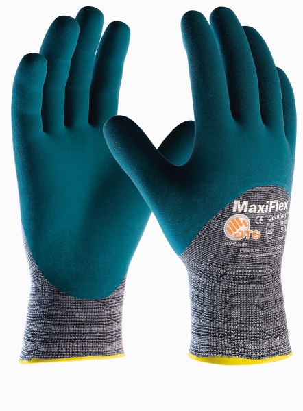 BIG-ATG-Baumwoll-/Nylon-Strick-Arbeits-Montage-Handschuhe, MaxiFlex Comfort, hellgrau/blau