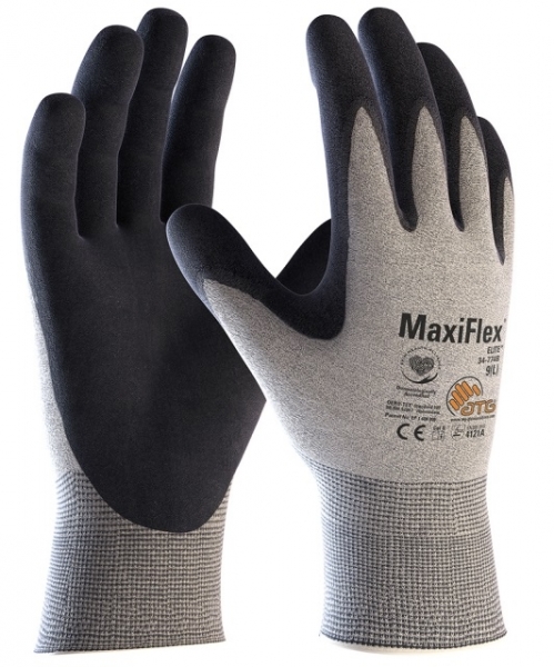 BIG-ATG-Nylon-Strickhandschuhe, MaxiFlex Elite, hellgrau/schwarz