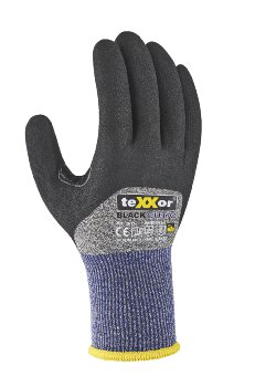 BIG-TEXXOR Schnittschutz-Strickhandschuhe CUT C 3/4, grau-meliert/blau/schwarz