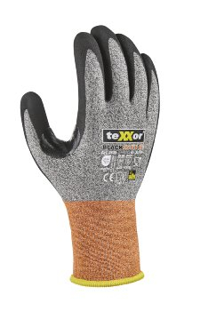 BIG-TEXXOR Schnittschutz-Strickhandschuhe CUT E, grau-meliert/orange/schwarz