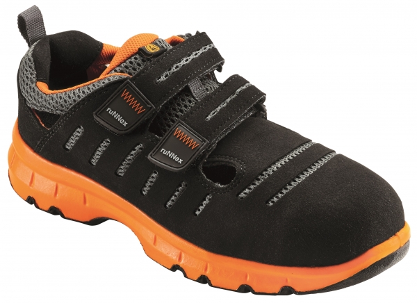 BIG-ruNNex-S1P-Sicherheitssandalen mit Klett, FlexStar, schwarz/orange