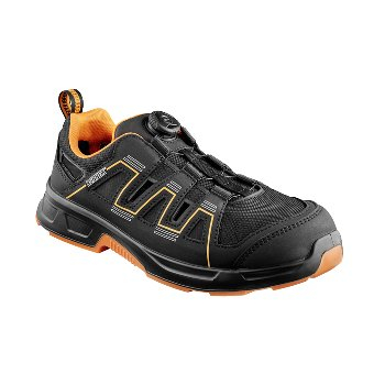 BIG-ruNNex-S1PS-ESD-Sicherheitssandalen  atop ActionStar, schwarz/orange