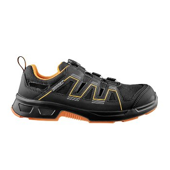 BIG-ruNNex-S1PS-ESD-Sicherheitssandalen  atop ActionStar, schwarz/orange