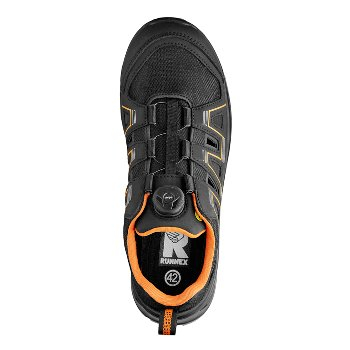 BIG-ruNNex-S1PS-ESD-Sicherheitssandalen  atop ActionStar, schwarz/orange