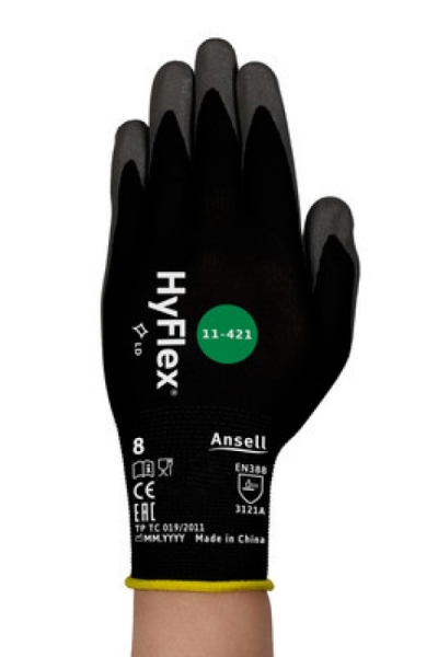 ANSELL-ARBEITSHANDSCHUHE, HYFLEX, 11-421, grau/schwarz