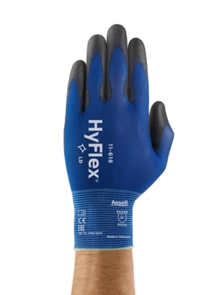 ANSELL-ARBEITSHANDSCHUHE, HYFLEX, 11-618, hellblau/schwarz
