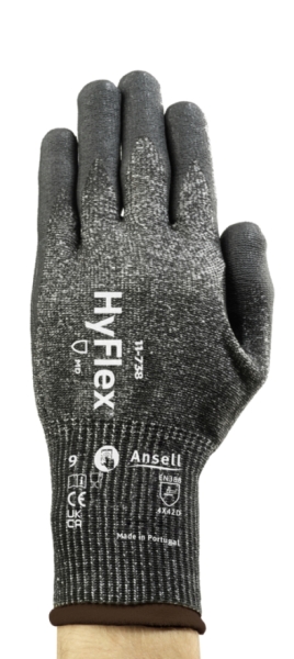ANSELL-ARBEITSHANDSCHUHE, HYFLEX, 11-738, grau/schwarz