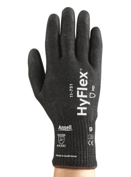 ANSELL-ARBEITSHANDSCHUHE, HYFLEX, 11-751, schwarz
