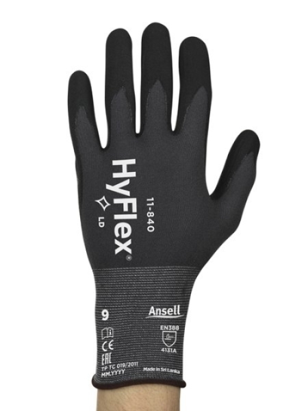 ANSELL-ARBEITSHANDSCHUHE, HYFLEX, 11-840, schwarz/grau
