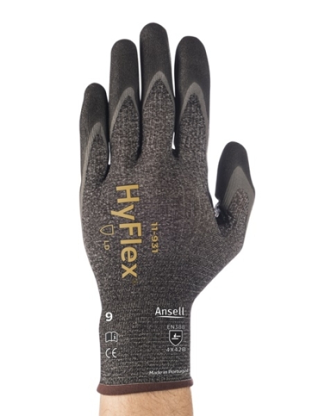 ANSELL-ARBEITSHANDSCHUHE, HYFLEX, 11-931, grau/schwarz