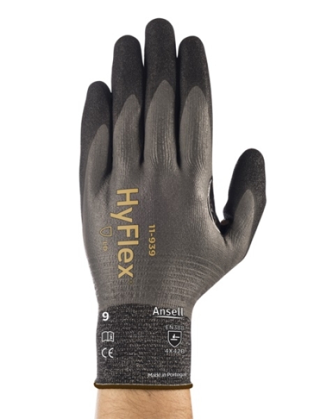 ANSELL-ARBEITSHANDSCHUHE, HYFLEX, 11-939, grau/schwarz