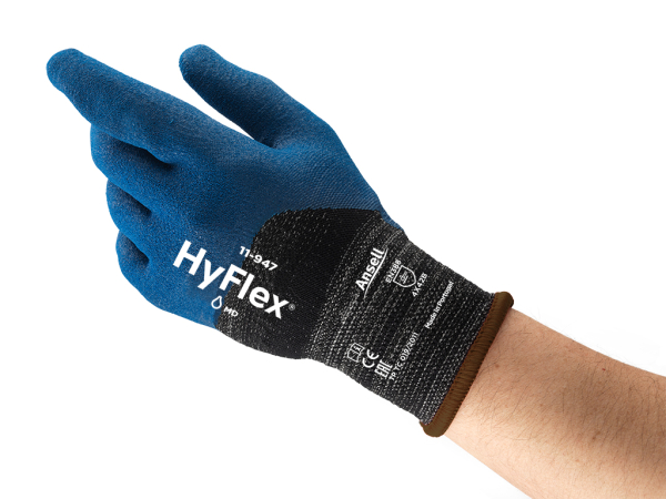 ANSELL-ARBEITSHANDSCHUHE, HYFLEX, 11-947, blau/schwarz
