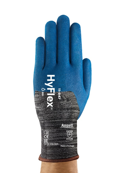ANSELL-ARBEITSHANDSCHUHE, HYFLEX, 11-947, blau/schwarz