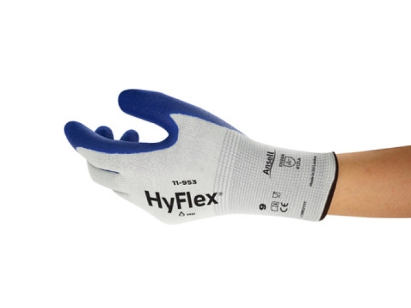ANSELL-ARBEITSHANDSCHUHE, HYFLEX, 11-953, Länge: 220-260 mm, blau auf weiß